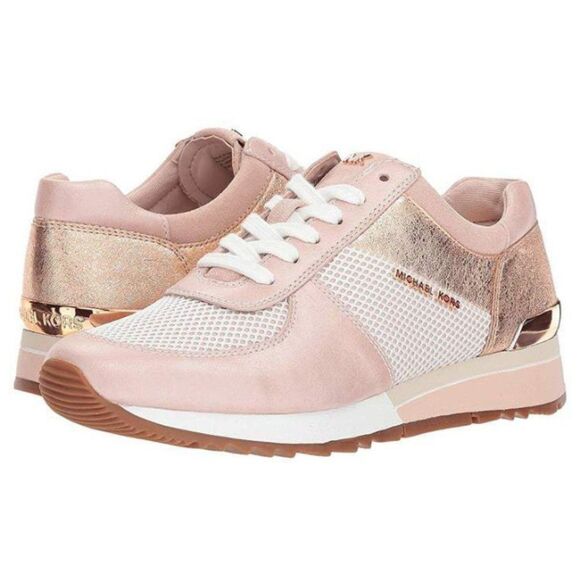 Michael Kors Allie Leather Trainers Rose Gold size 8.5 - Picture 1 of 8